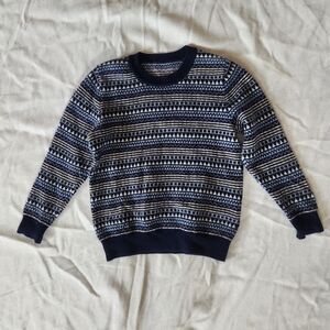 Erdos 100% Cashmere Fair Isle Sweater Blue Cream Knit 2T 3T